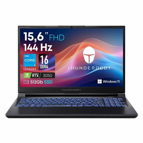 Ноутбук игровой Thunderobot 911S, 15.6" 144 Гц, Core i5-12450H, RAM 16Gb, SSD 512 ГБ, RTX 3050 8GB, WINDOWS 11 черный