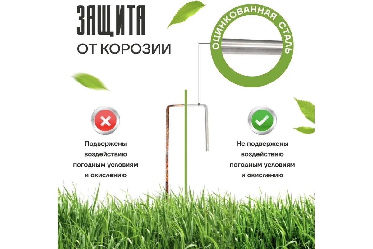 ООО "прогресстлт" Скобы садовые 50 штук Г-образные для агротекстиля, оцинкованные, 3 мм, особопрочные Скобы СКГ050 Г-образные — фото 1