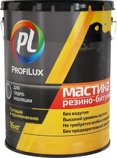 Мастика ProfiLux Резино-Битумная 16кг Адгезия к Бетону, Металлу, Резине, Дереву, Черная.