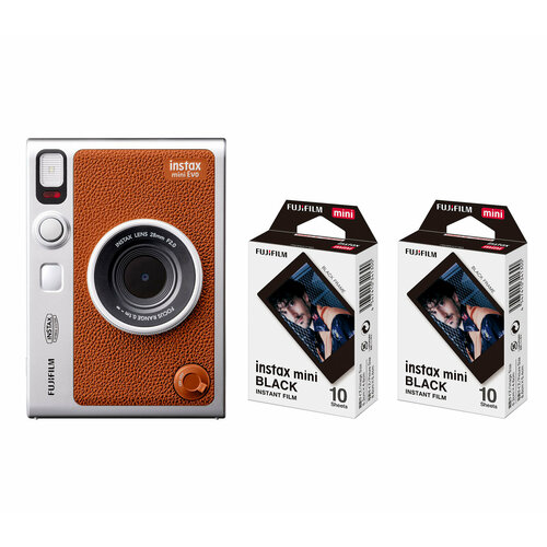 Фотоаппарат моментальной печати Fujifilm Instax Mini Evo коричневый 2 картриджа Black Frame 38941₽