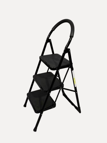 Изображение товара Стремянка Sevenberg Prima Lux Черная 3 Широкие Ступени, Рабочая Высота 2.70 М, Нагрузка 150 Кг.