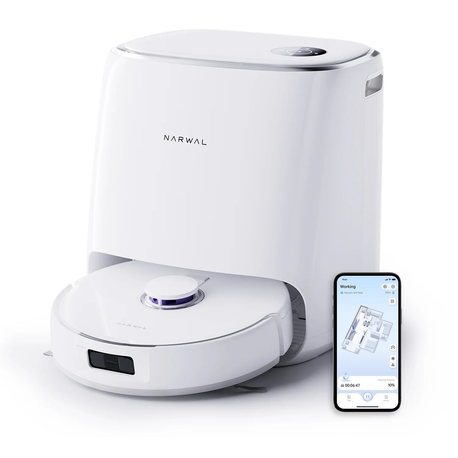 Робот-пылесос Narwal Freo X Ultra, сухая и влажная уборка, с базовой станцией самоочистки, белый (YJCC015)