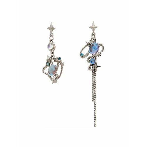 фото Серьги пусеты, эмаль, серебристый be self true jewel