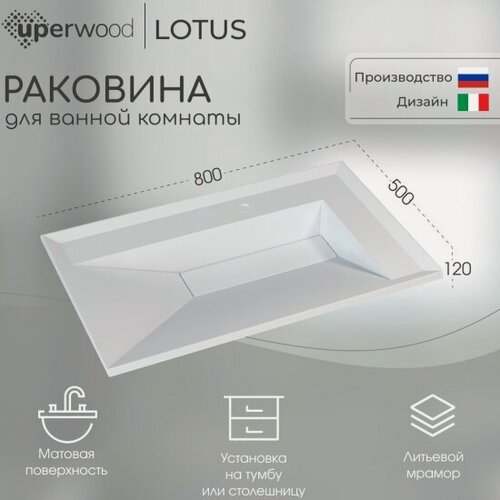 Изображение товара Uperwood Раковина для ванной Lotus Premium 80х50х13 см, белая матовая