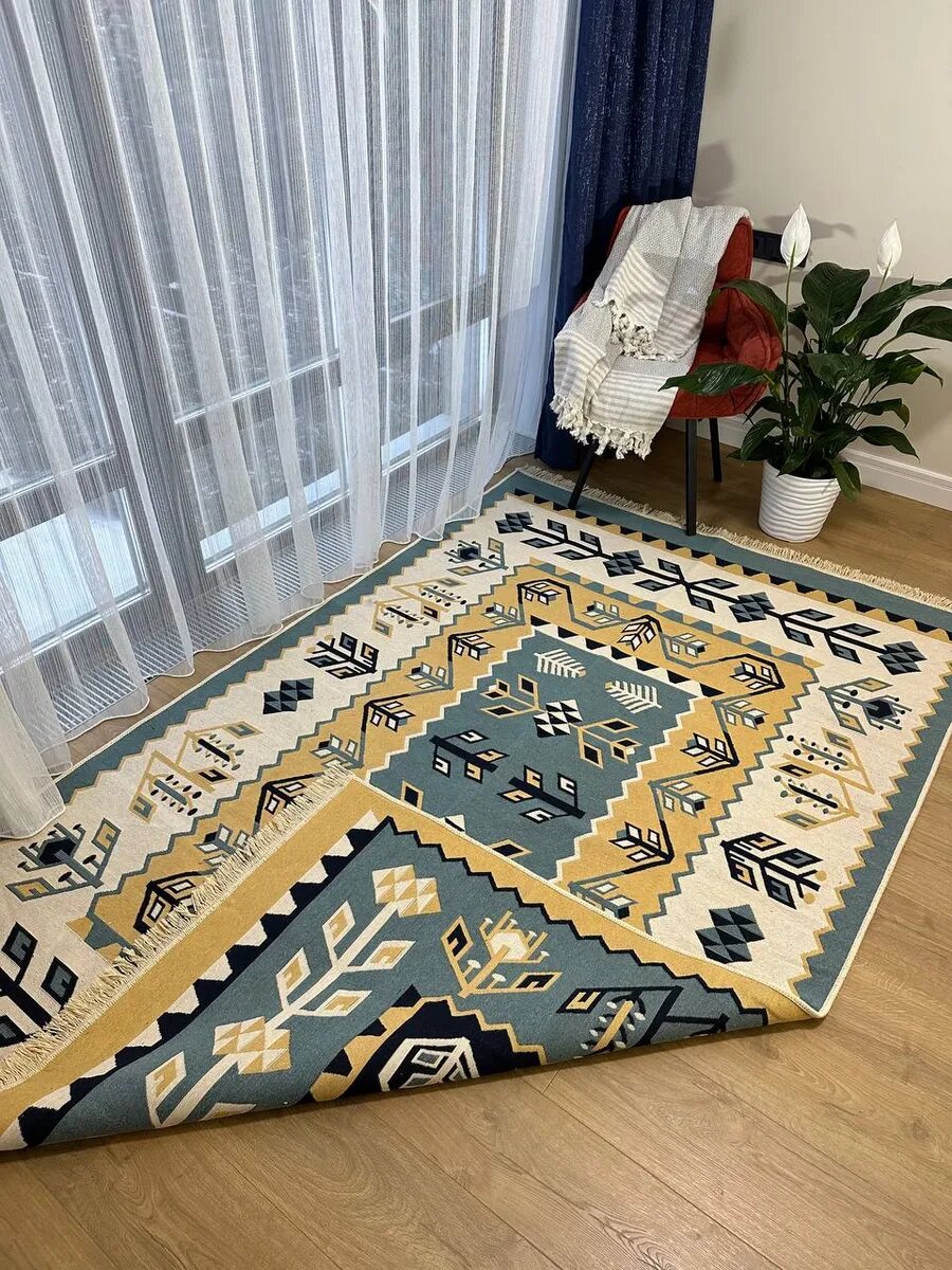 Ковер комнатный Green Carpet хлопковый двусторонний 160x250 см турецкий килим