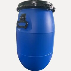 Изображение товара Бочка Полоцкпласт п/э 65л. круглая, с усиленной ручкой, с чёрной крышкой, с пластиковым обручем цв. синий