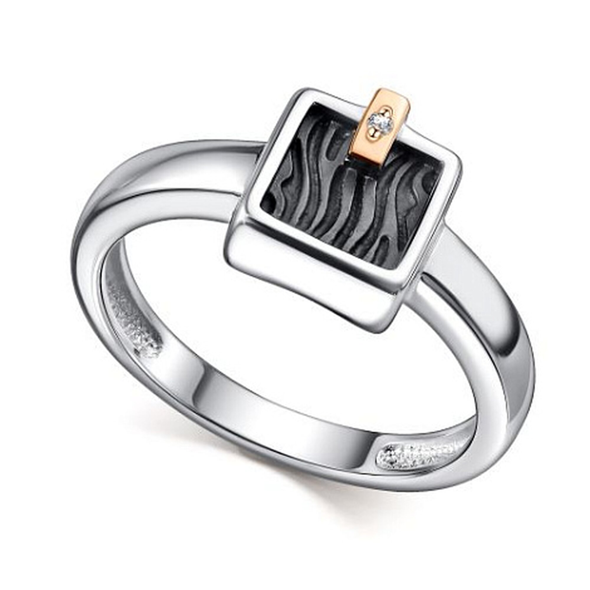 Кольцо Diamant online, серебро, 925 проба, родирование, бриллиант