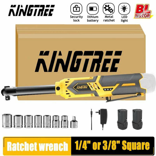 Беспроводной электрохраповой ключ Kingtree, 3 / 8 дюйма (Содержит 2 батареи и аксессуары.)