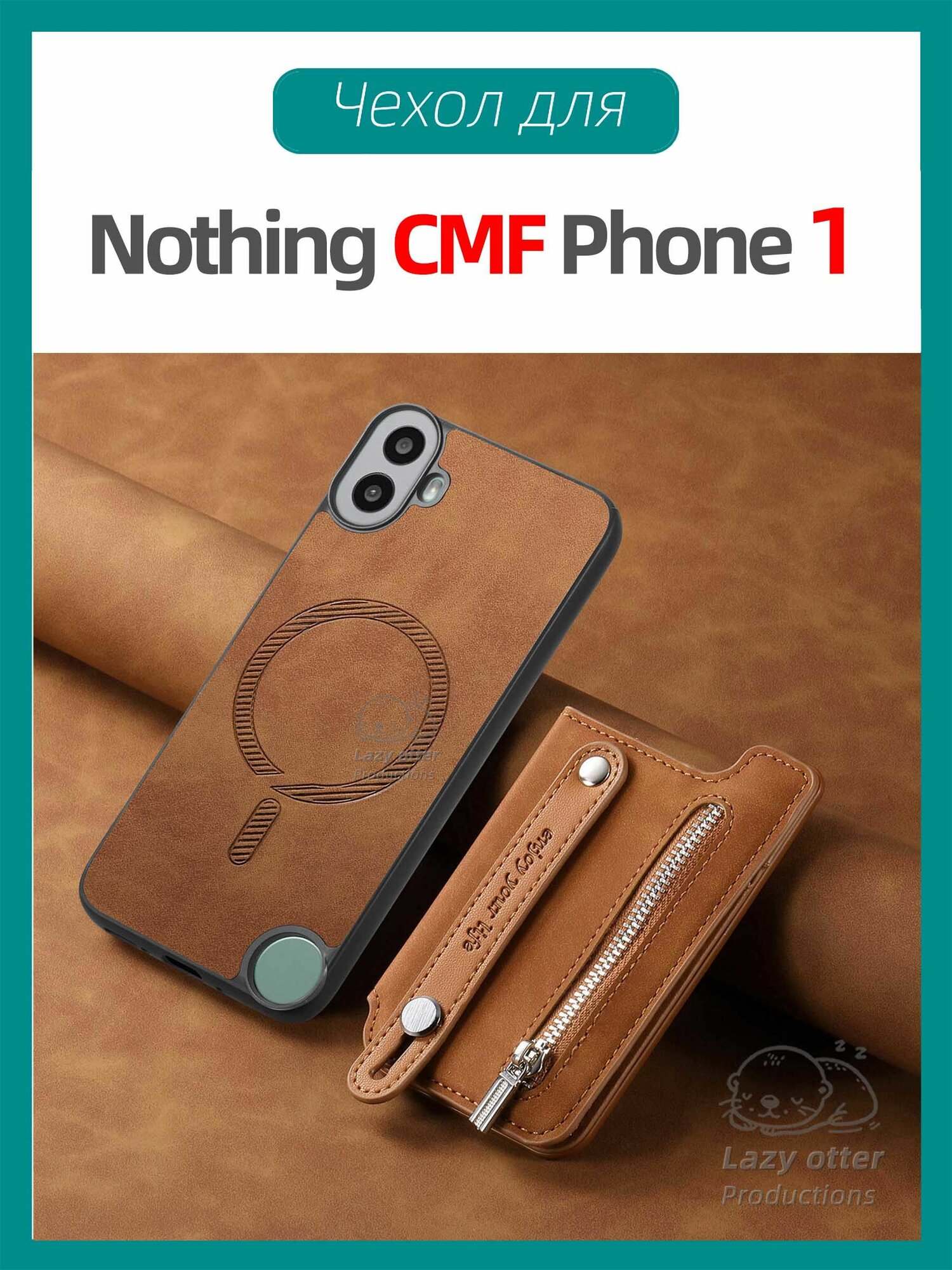 Чехол для Nothing CMF Phone 1 с поддержкой MagSafe, искусственная кожа, с отделением для карт. — фото 1