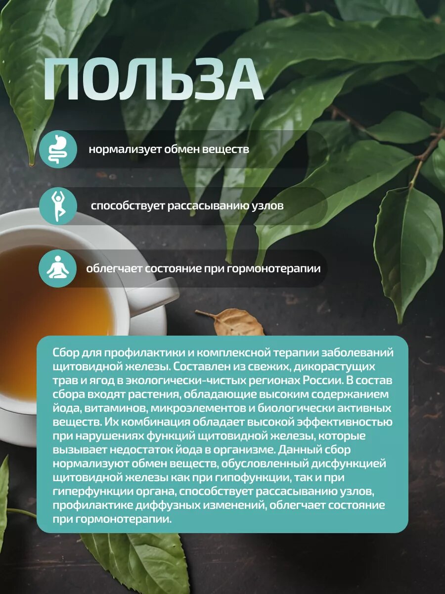 Витаминные Лекарственные Травы Травяной Травяной фитосбор " Здоровая щитовидка " , 80 грамм , 1 упаковка, фитоморе