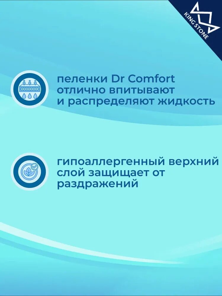 Пеленки Dr. Comfort, впитывающие, одноразовые, 60x90 см, 30 штук — фото 1