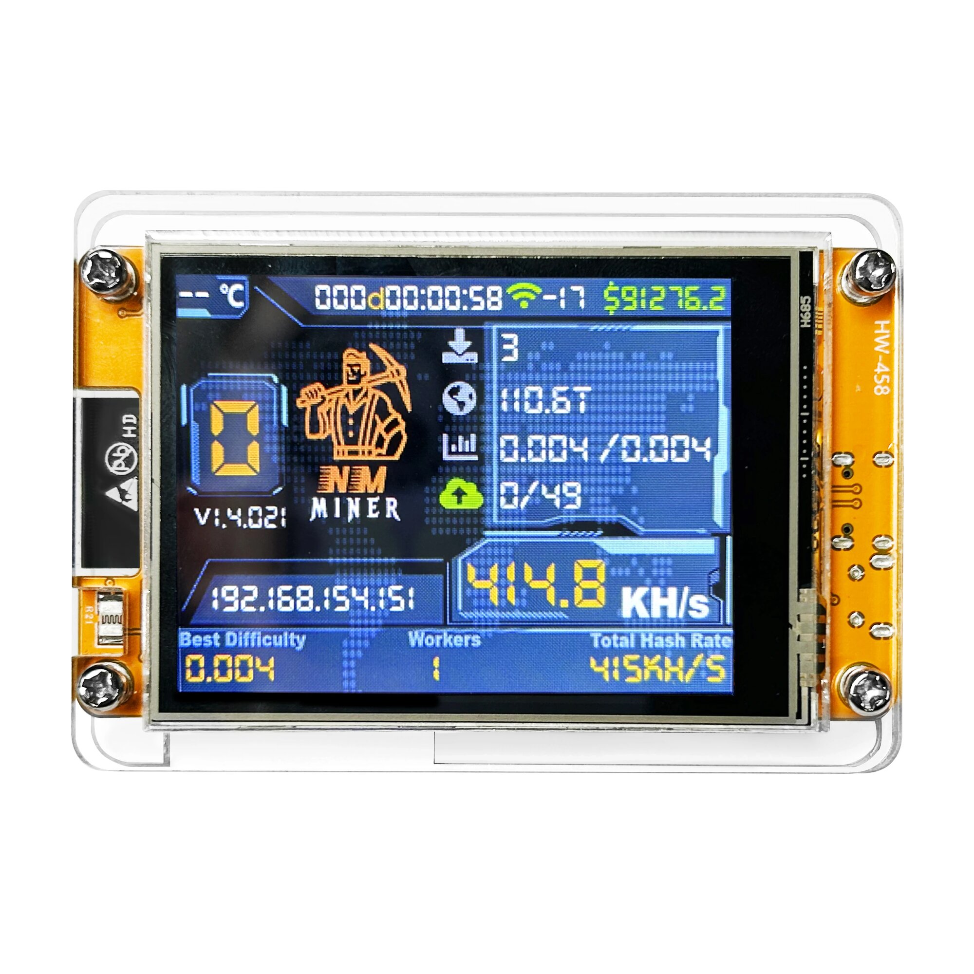 Heltec Bitcoin Lucky Miner NerdMiner V2 Хешрейт 410 кГц/с ESP32-2432S028R WROOM 2,8 дюйма Smart Displa Crypto Solo Lottery 2 шт, CYD NMMiner 2Pc — фото 1