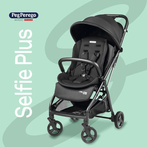 фото Прогулочная коляска selfie plus true black, легкая и компактная, с рождения до 3х лет peg-perego