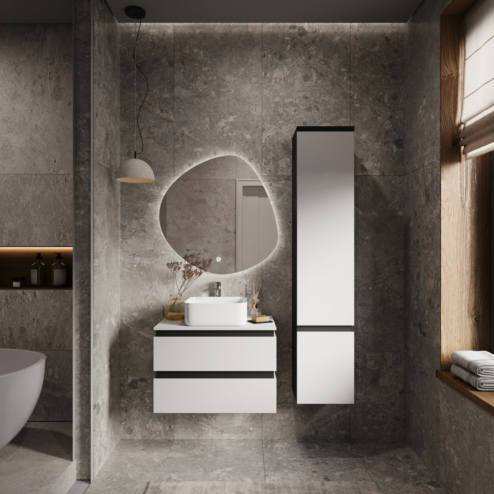 Тумба в ванную комнату VORQUA TYPE003, 60x50x50 см, с доводчиком