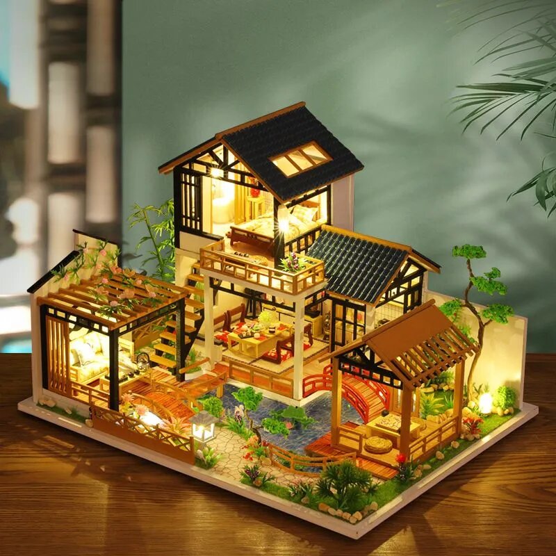 Сборная модель китайский модель дома с подсветкой и музыка