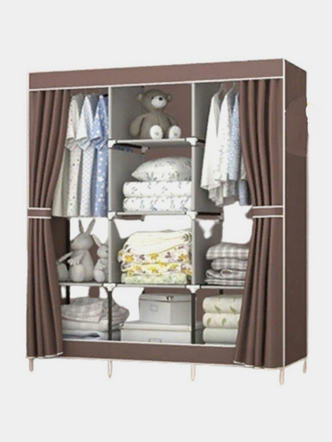 Шкаф тканевый для хранения вещей и обуви, гардероб, 130 * 45 * 175 см серый