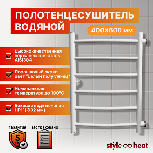 Изображение товара Полотенцесушитель водяной 400х600 черный боковое подключение