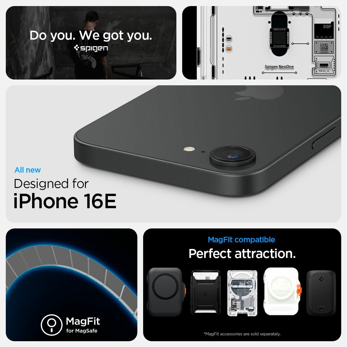 Чехол Spigen на iPhone 16e (ACS09143) Ultra Hybrid MagSafe / Спиген чехол для Айфон 16е Neo One Внутренности Белый — фото 1