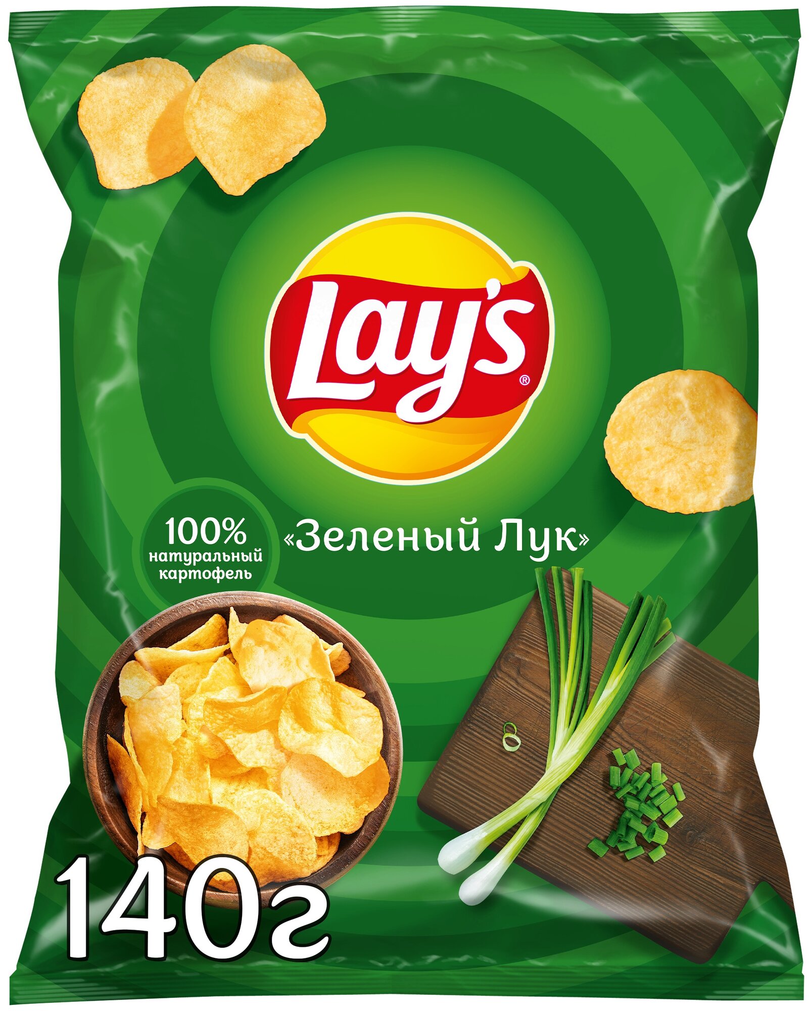 Чипсы Lay's, картофельные, со вкусом зелёного лука, 140 г, флоу-пак, 1 шт
