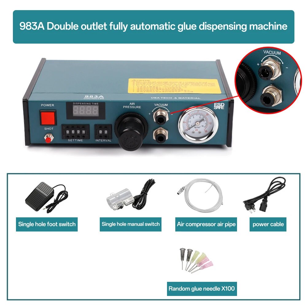RIKD 983A автоматический дозатор клея, 983A double vent, 220V EU PLUG