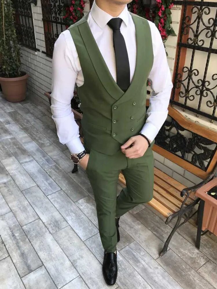 Костюм классический GQER SUITS, размер XL, темно-зеленый — фото 1