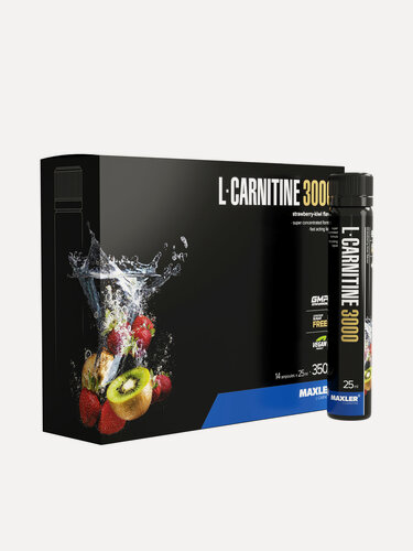 Изображение товара Л-карнитин жидкий Maxler, 3000 мг на порцию, 14 туб по 25 мл - Клубника-киви