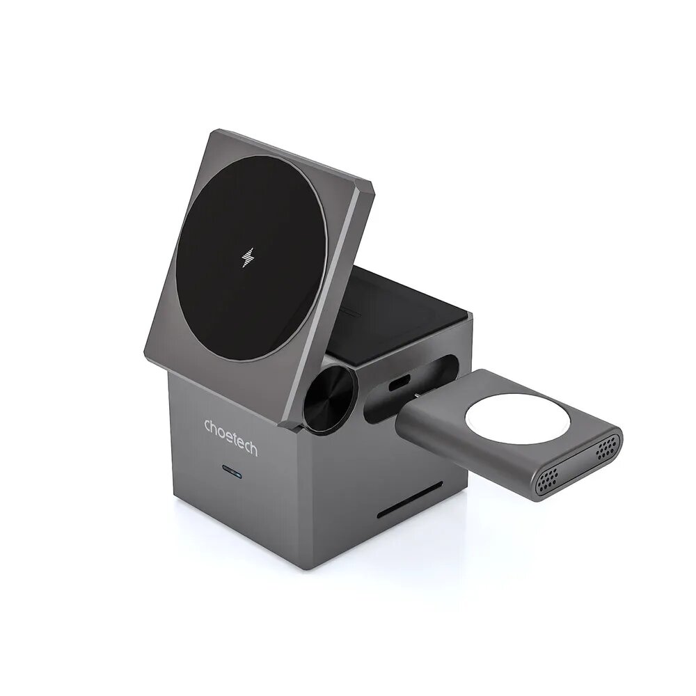 Беспроводное зарядное устройство Choetech 3 in 1 Magnetic Wireless Charger 15W Grey серое T632-F