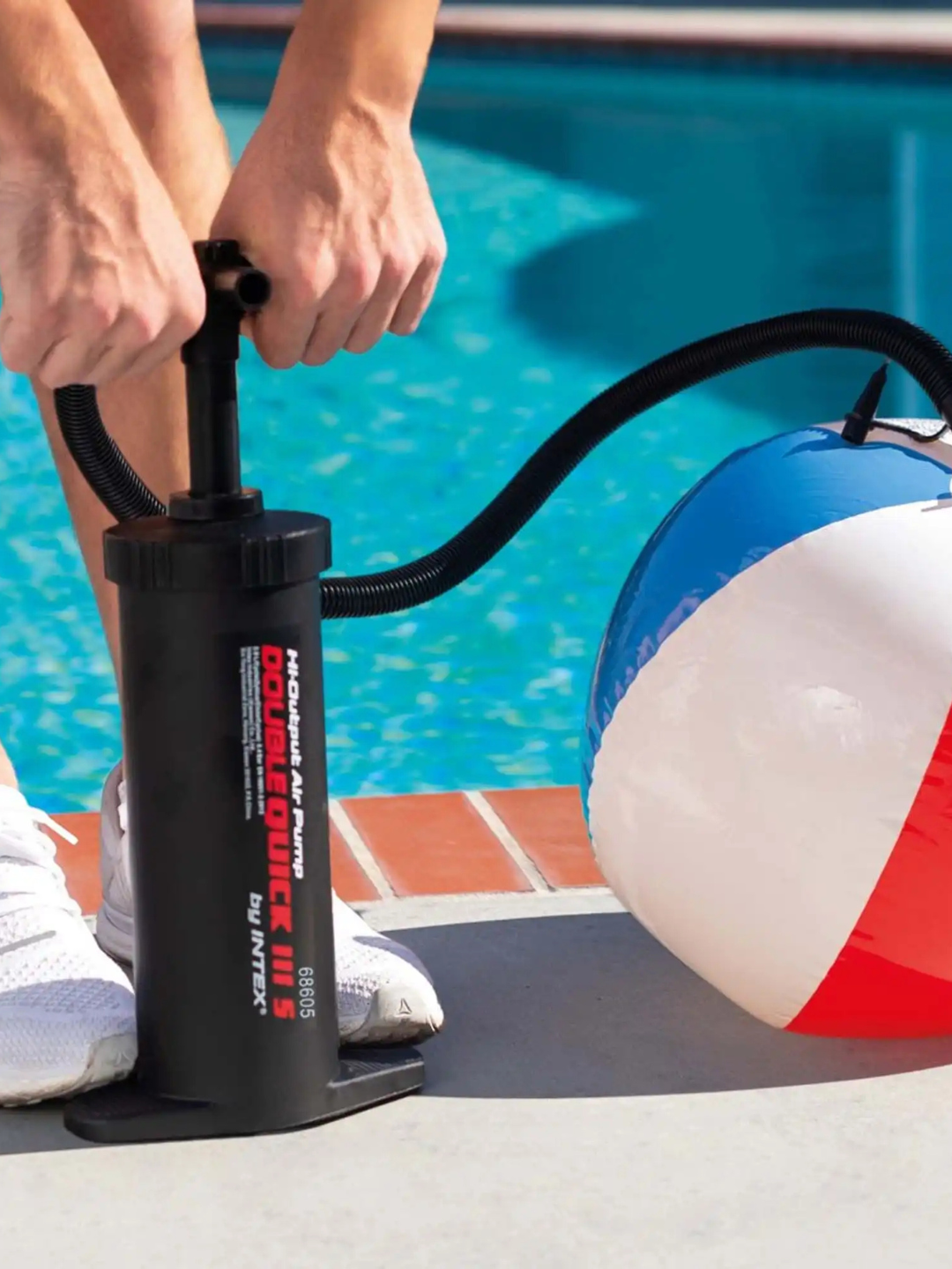 Intex 68605 Насос ручной 37см "Double Quick III S" шланг с 3 насадками — фото 1