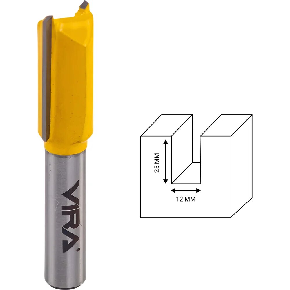 Фреза пазовая прямая (12х25 мм хвостовик 8 мм) VIRA 553311