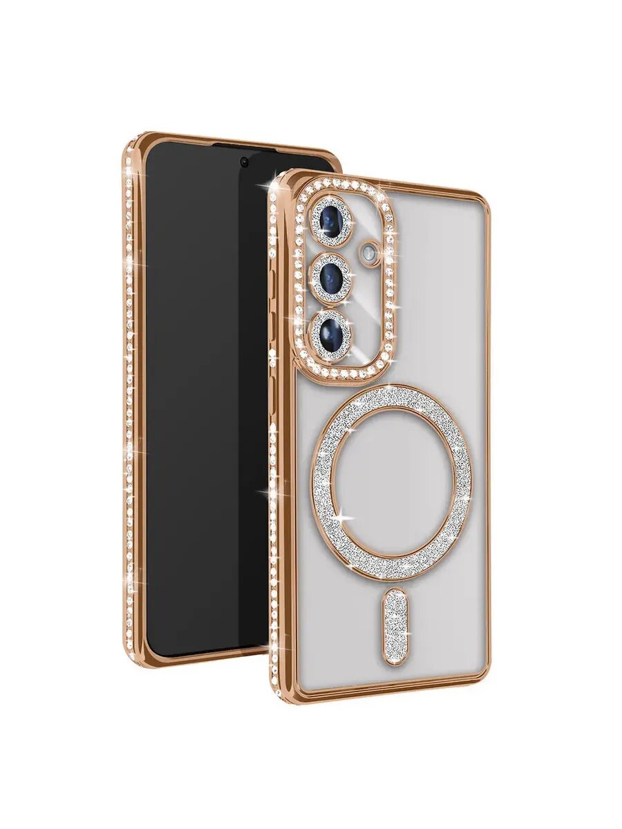 Чехол О'Кейси, MagSafe, для Samsung Galaxy A16, с стразами, золотистый