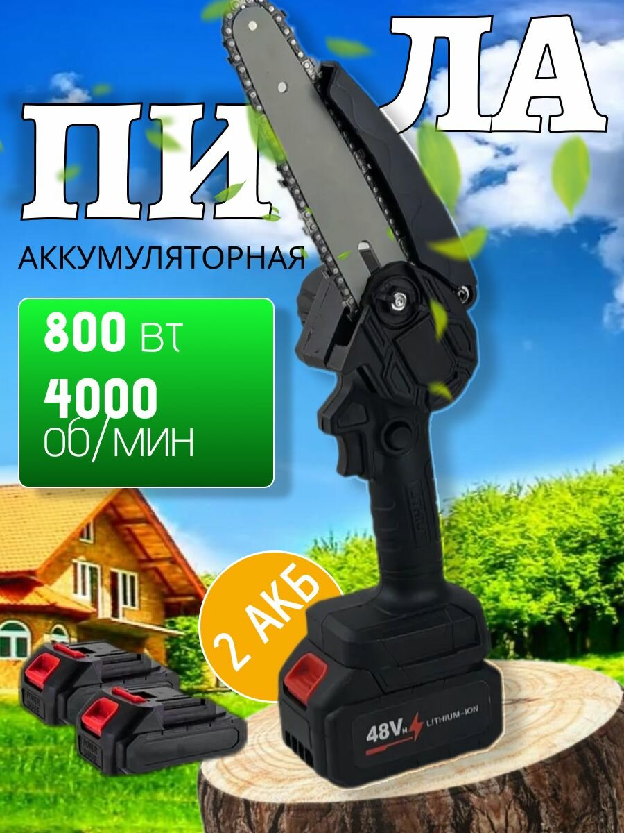 Пила аккумуляторная цепная садовая 2АКБ