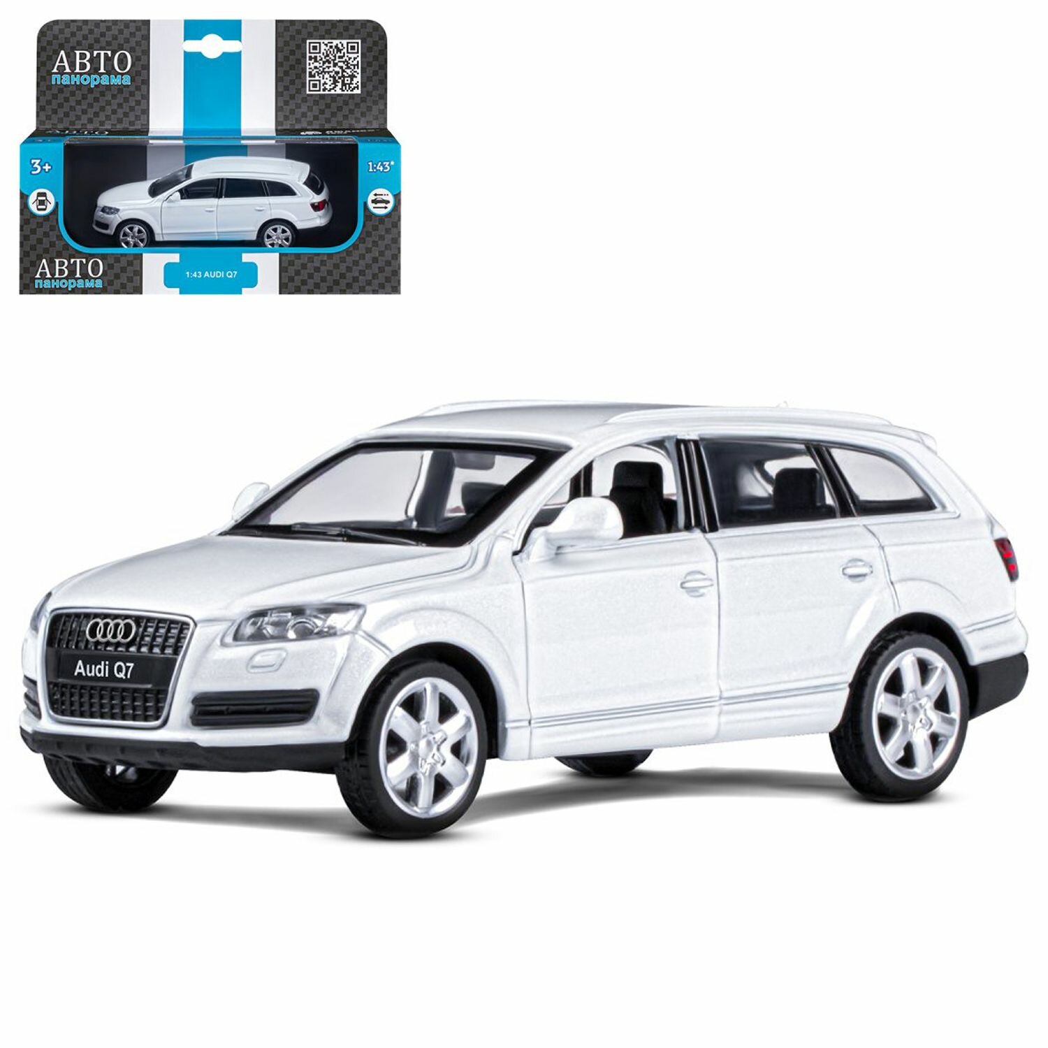Модель металлическая 1:43, Машина Audi Q7, белый, инерция, 3+