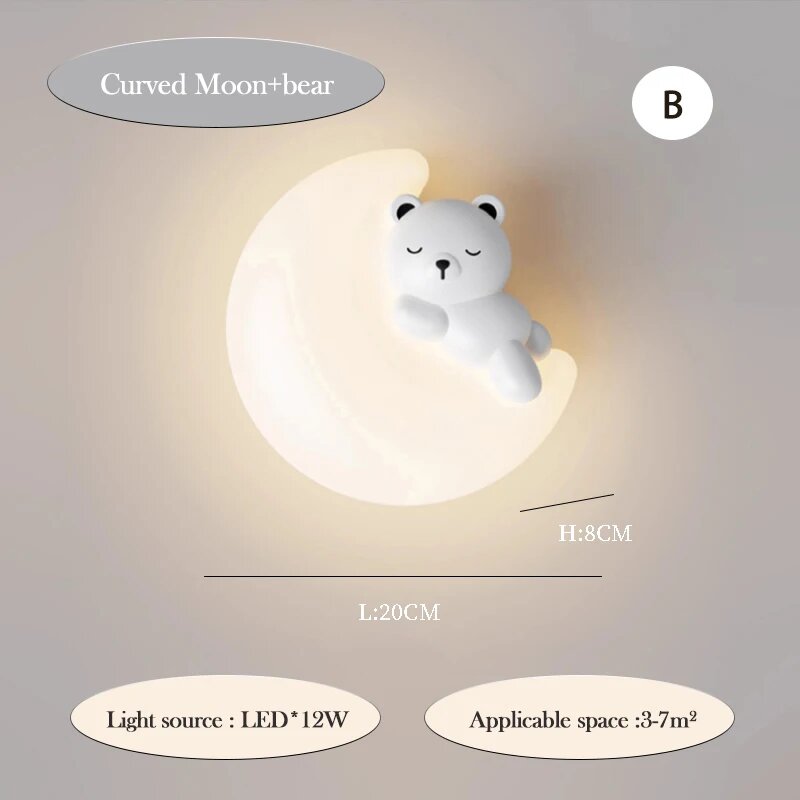 Настенный светильник медведь облако детский, 3 color temperature, B Bear, Белый