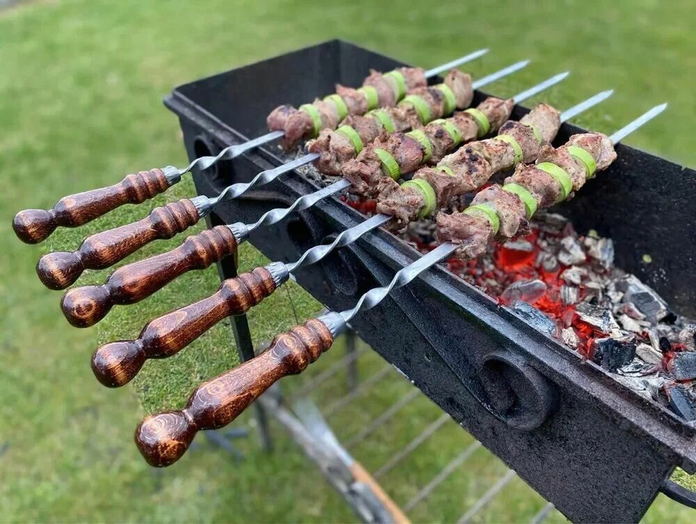 Шампура для мангала с деревянной ручкой набор 40 см