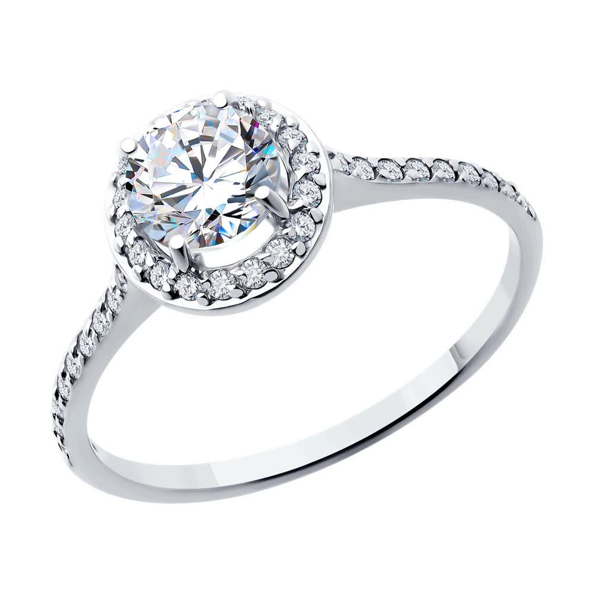 Кольцо Diamant online, белое золото, 585 проба, фианит