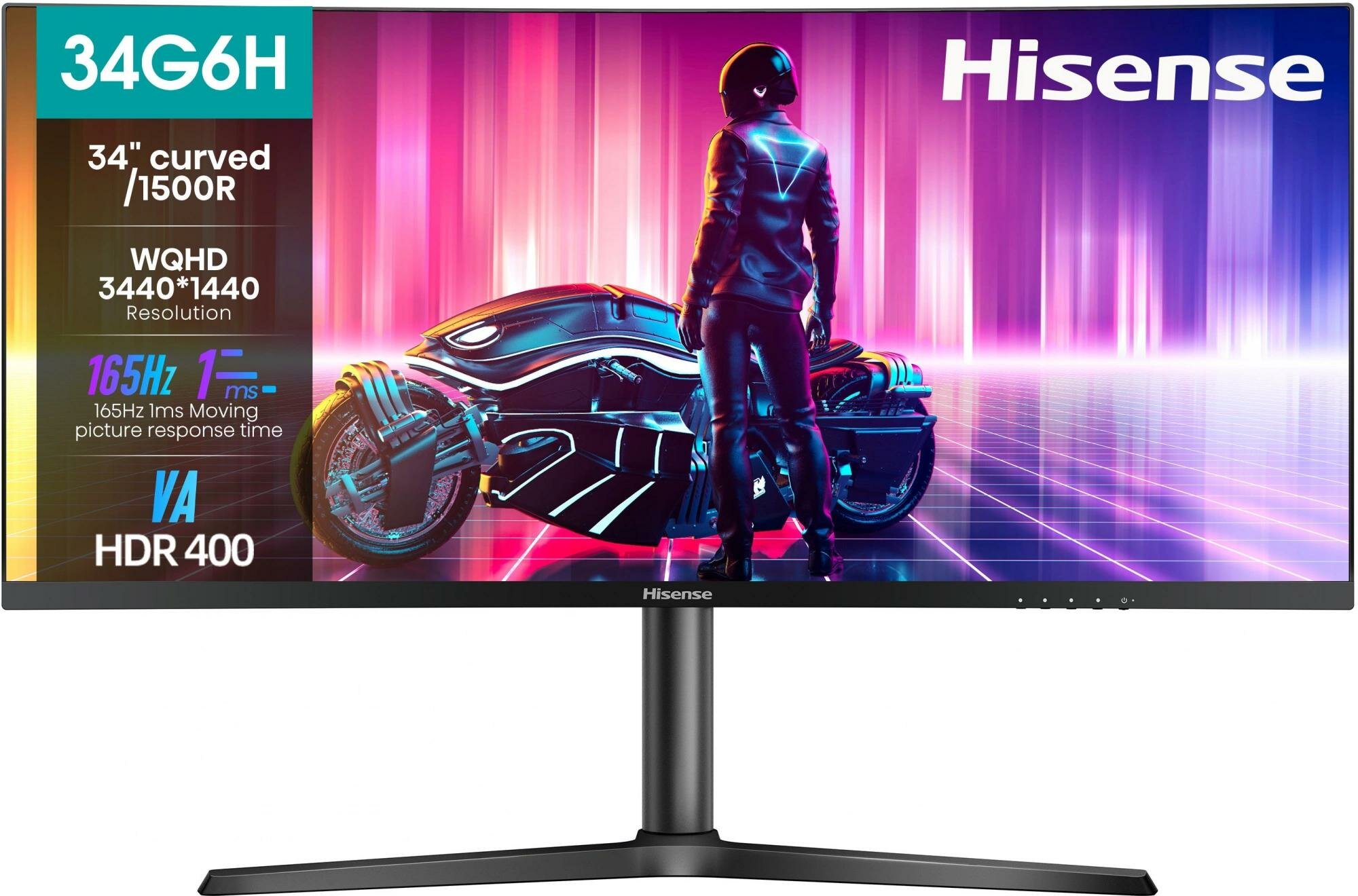 34" Монитор Hisense 34G6H, 3440×1440, 165 Гц, VA, 400 кд/м², чёрный — фото 1
