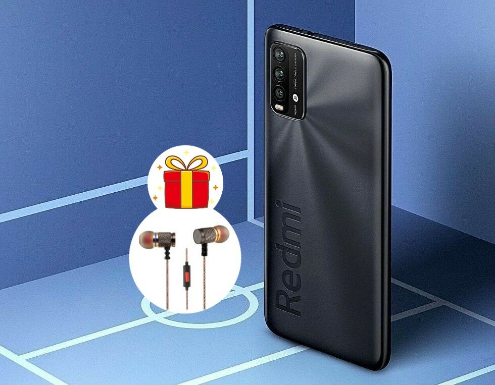 Смартфон Xiaomi Redmi 9T, Черный + Наушники, 4/128Gb, Стереозвук, 6000мАч, CN , Русский язык, Google, Гарантия год