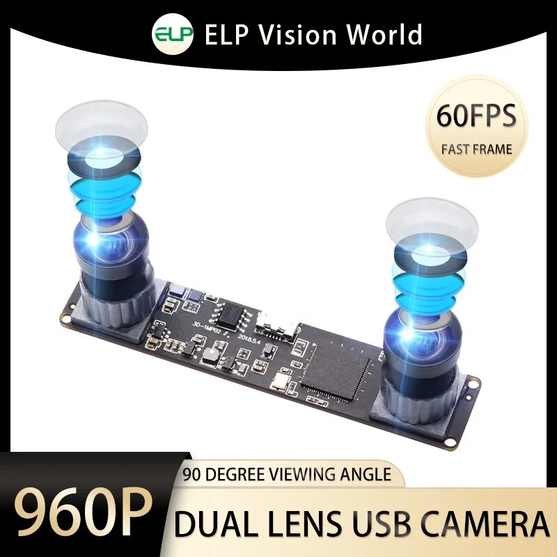ELP 960P Веб-камера с синхронизированным двумя объективами, стерео USB-камера 1,3 МП HD 3D VR, модуль веб-камеры при слабом освещении, мини-камера для Raspberry PI