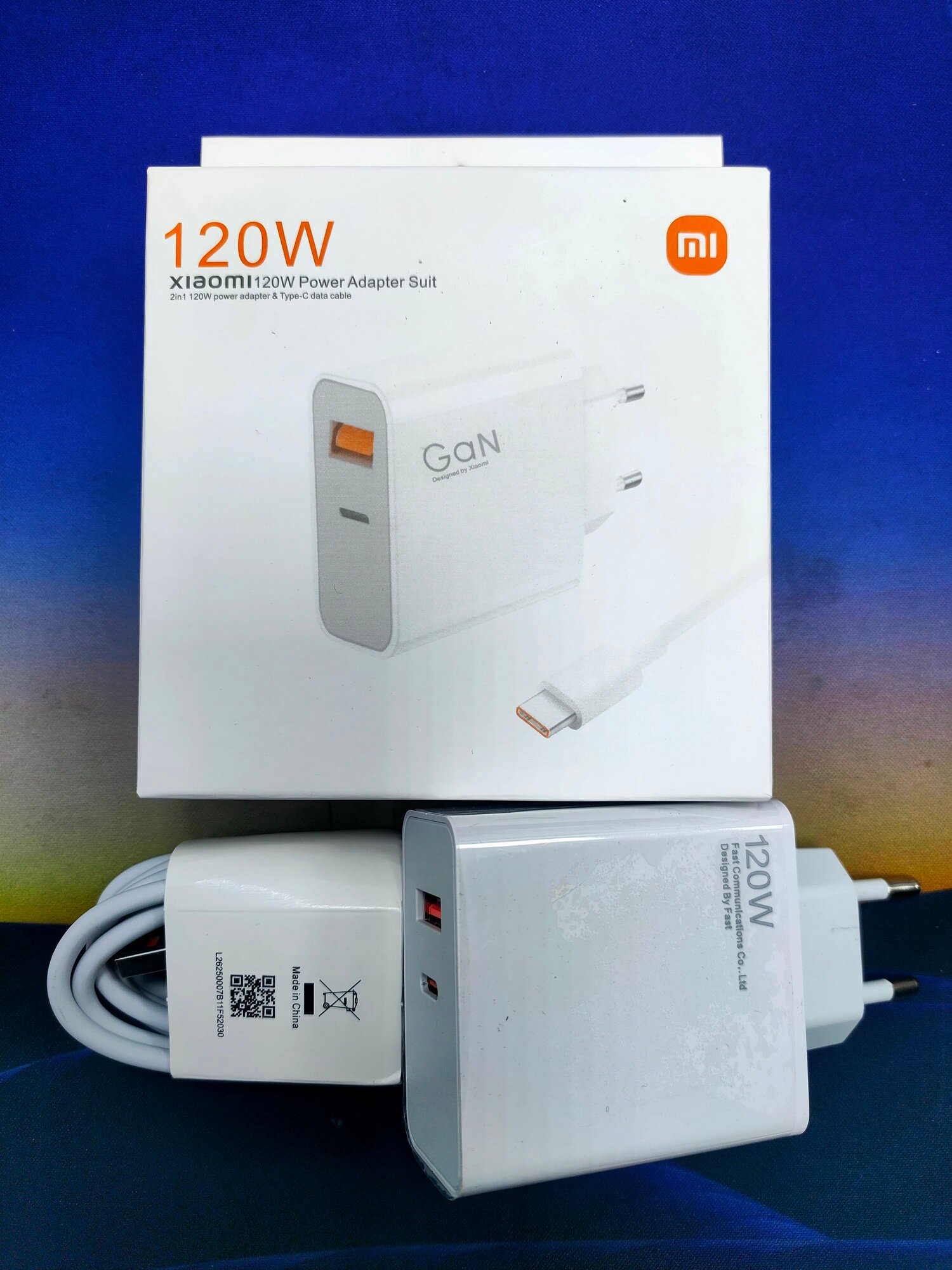 Зарядное устройство 120Вт Type C с кабелем в компл для Android белый