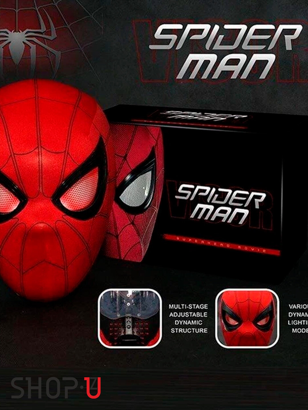 Маски Marvel, Маска Человек-Паук с аккумулятором и подсветкой, открывающиеся глаза