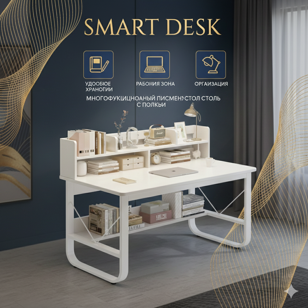 Письменный стол с полкой, для офиса, школы, компьютера , лофт