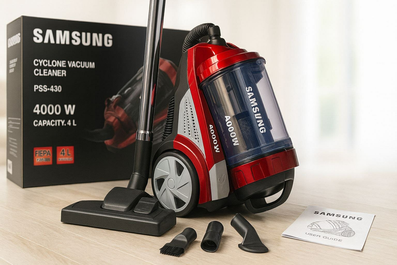 Пылесос Samsung PSS-430, 4000Вт, сухой, мультициклонный, контейнер, 430Вт