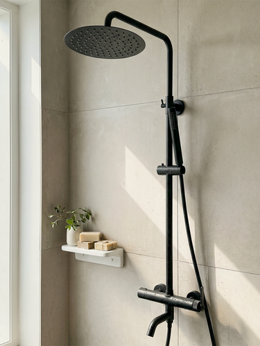 Изображение товара ESKO, Душевая система со смесителем для душа / душевой комплект черный / тропический душ / латунный смеситель