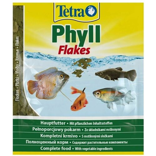 TETRA Корм сухой для травоядных рыб Phyll Flakes, 5х12 гр