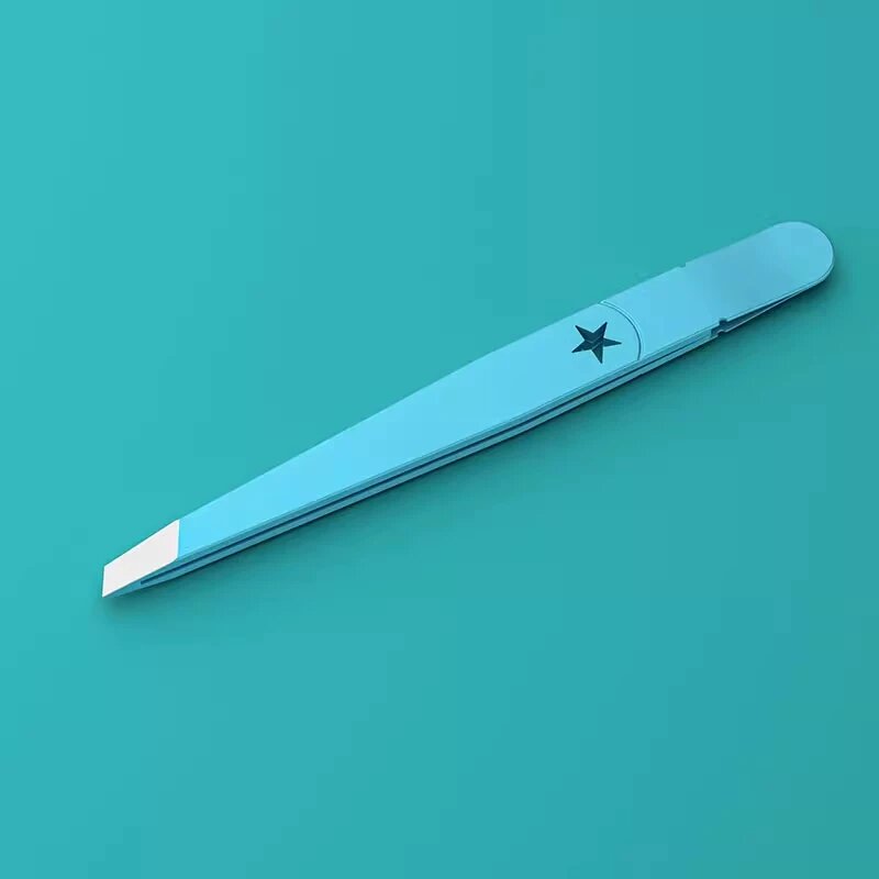 Прецизионные щипцы с закругленным концом для бровей, удаления черных точек и укладки ресниц - Небесно-голубой (1шт)