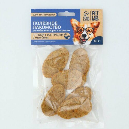 Лакомство для собак натуральное PetLab Крекеры из трески с отрубями 40 г 482₽