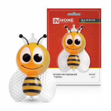 Ночник сд NLA 09-BY-DS пчёлка жёлтая с датчиком освещения 230В IN HOME 4690612029122