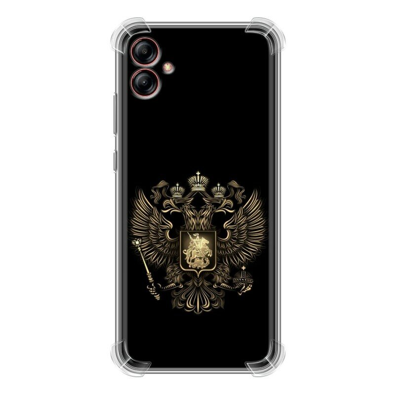 Дизайнерский силиконовый с усиленными углами чехол для Гэлакси А04е / Samsung Galaxy A04e герб России золотой