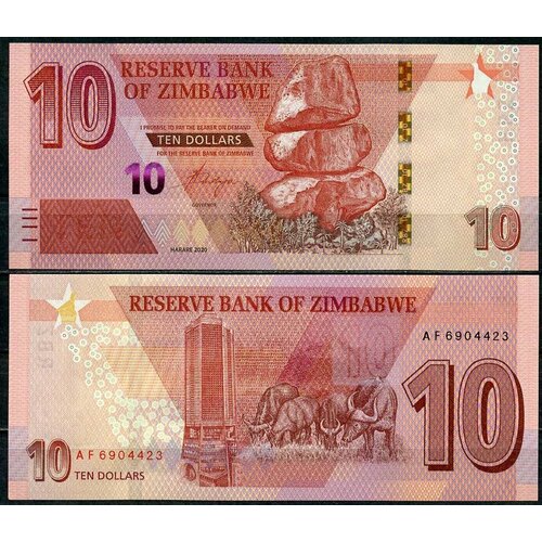 Банкнота Зимбабве 10 долларов 2020 года UNC клуб нумизмат банкнота 10 долларов родезии 1973 года