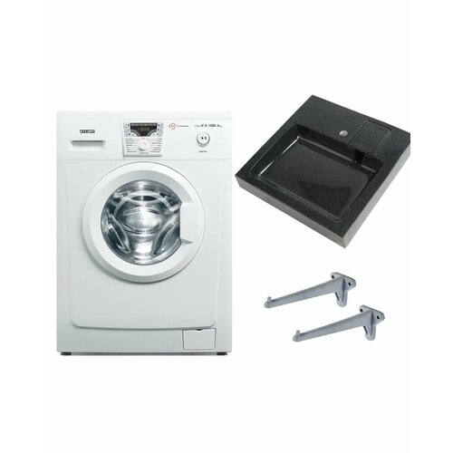 Стиральная машина Atlant 40М102 и раковина над стиральной машиной Ланти 50 черный мрамор 3815000₽